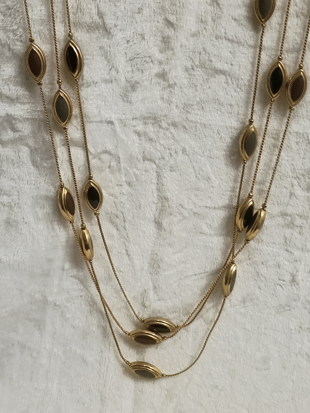 Vintage Anne Klein Gold Tone Multi-Strand Marquise Pendant Necklace